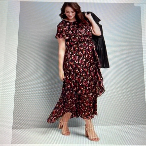 Lane Bryant Dresses & Skirts - LANE BRYANT SHIMMERING FLORAL MAXI DRESS SIZE 20